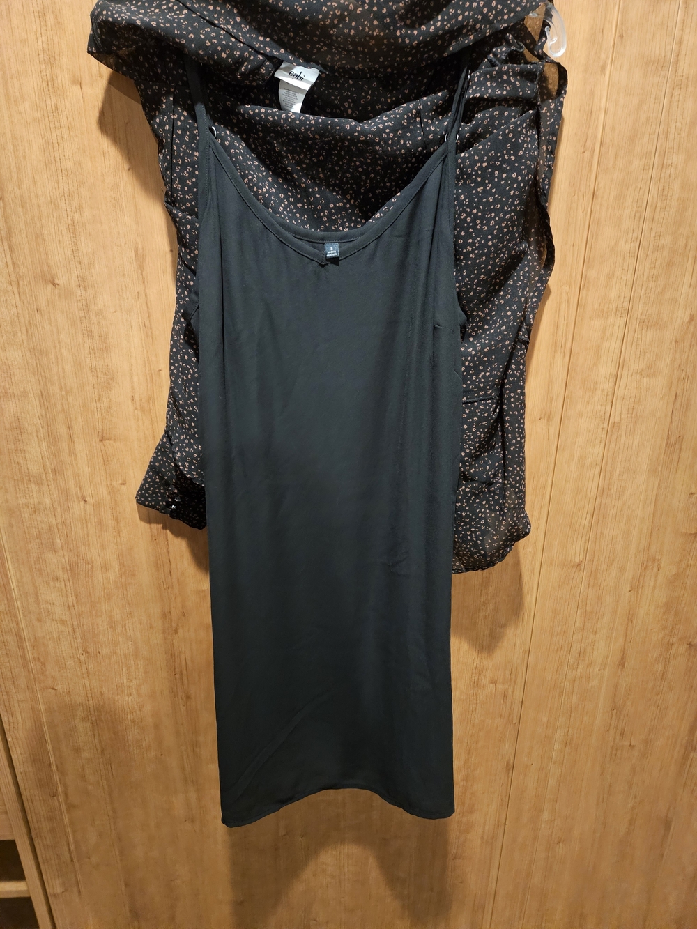 CAbi Black Dress with Pink Speckled Print and Waist Tie Button Down Sleeves - Picture 5 of 7